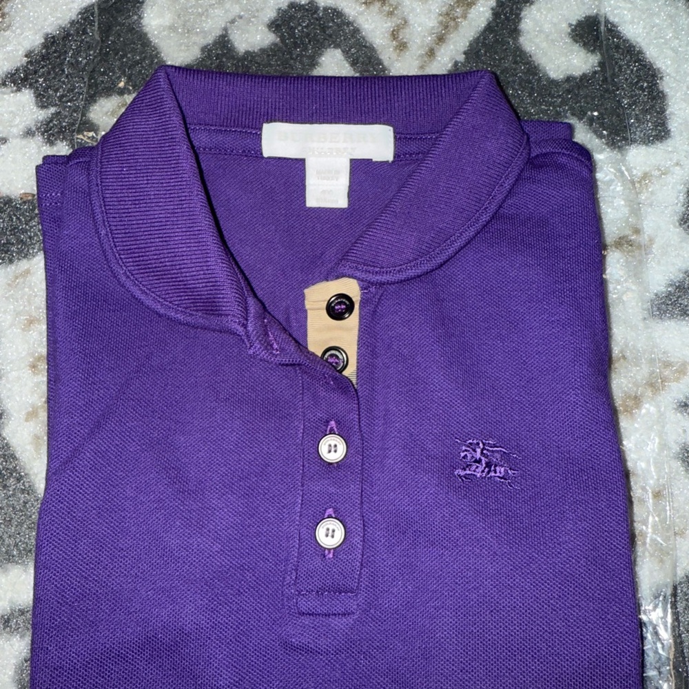 Burberry Purple Polo with Embroidered Logo